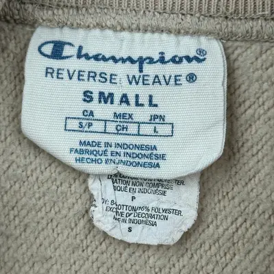 Reverse Weave Champion Sweatshirt - Small Beige Cotton Blend | Size: small