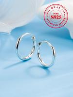 925 Sterling Silver Simple Hoop Earring Sets, Fashionable Elegant Minimalist Earrings for Women & Girls, Trendy All-match & E...