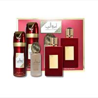 Lattafa Asdaaf Ameerat Al Arab Gift Set - Eau De Parfum 3.4FL.OZ, Deodorant 6.67FL.OZ & Hair Mist - Elegant Packaging with Go...