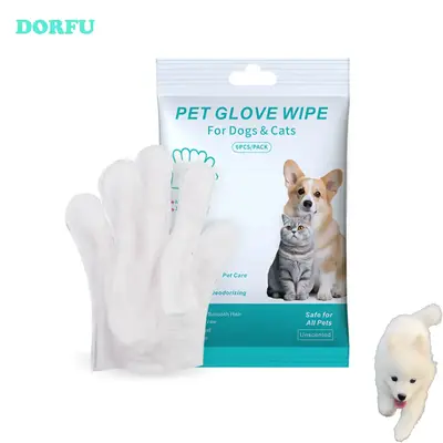 DORFU Pet Care Bundle: 6-Piece Bathing Wipes & Deodorizing Grooming Gloves for Clean, Nourished Fur - Ideal for Daily Care & ...