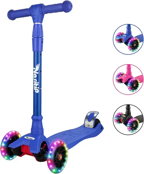 AEBC-9 Bearing Kick Scooter for Kids Age 3-5 Adjustable Height 4 Wheels Light Up Fun Outdoor Activities for Boys & Girls Fath...