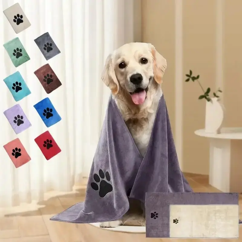 Pet Bath Towel, 1 Count Pet Microfiber Absorbent Towel, Cats and Dogs Winter Warm Bath Cleaning Towel, Dog & Cat Grooming Sup...