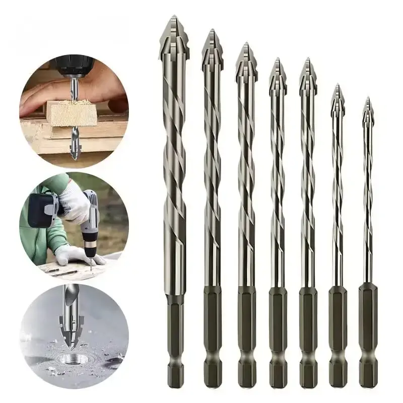 Masonry Drill Bit Set,7 Count Sawtooth Eccentric Drill Bit Set,Industrial Strength Carbide Drill Bit Tip,Suitable for all Til...