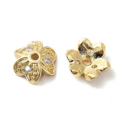 Brass Micro Pave Cubic Zirconia Bead Cap