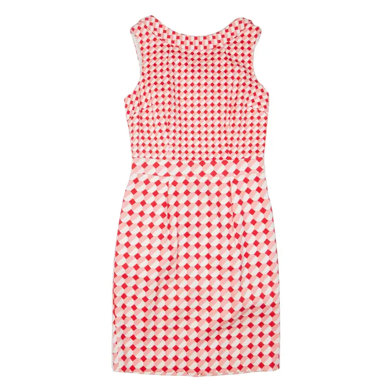BODEN Womens Pencil Dress Red Geometric Sleeveless Knee Length UK 8