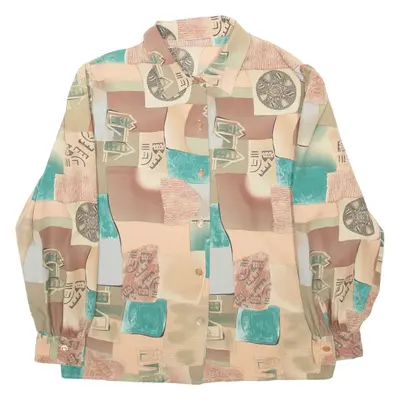 Womens Shirt Brown Colourblock Long Sleeve M