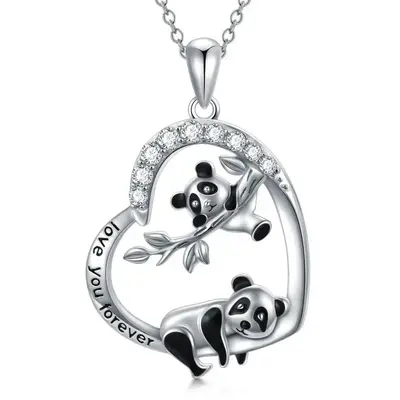 Sterling Silver Panda Pendant Necklace