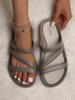 Women's Fashionable Plain Color Slides, Casual Comfortable Soft Elegant Open Toe Slippers for Indoor Outdoor Wear, Casual Fla...