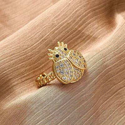 Brass Micro Pave Cubic Zirconia Adjustable Open Cuff Rings for Women