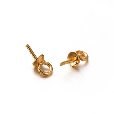 Golden Plated 201 Stainless Steel Cup Pearl Peg Bails Pin Pendants