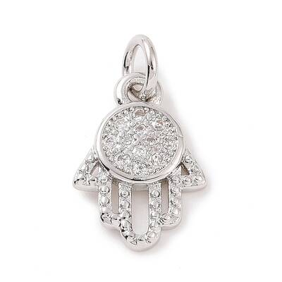 Brass Micro Pave Cubic Zirconia Palm Charms