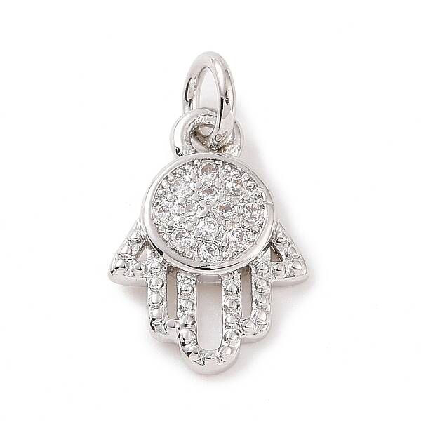 Brass Micro Pave Cubic Zirconia Palm Charms