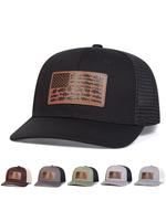 Fish & Flag Pattern Trucker Hat, Casual Outdoor Sports Black Hat for Men & Women, Adjustable Sun Protection Cap for Daily Wea...