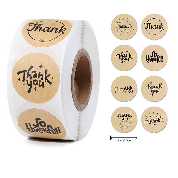 Self-Adhesive Paper Thank You Roll Stickers
