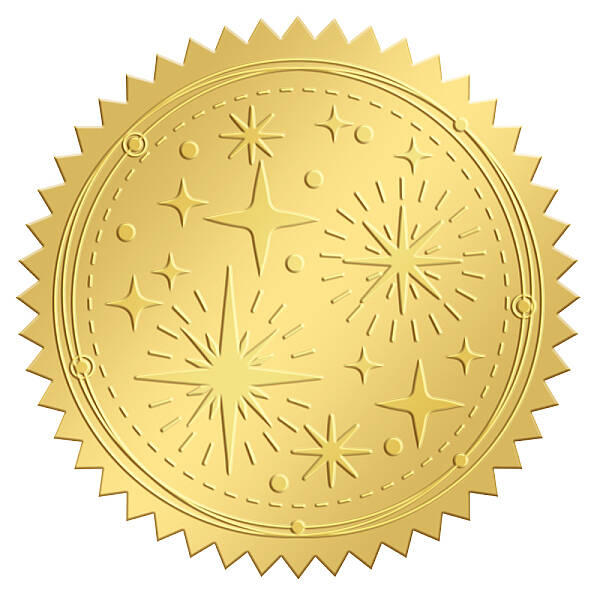 Self Adhesive Gold Foil Embossed Stickers