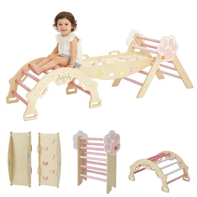 Garvee 7-in-1 Collapsible Climbing Triangle Climbing Set for Toddlers - Wooden Indoor Jungle Gym Playground - Educational Act...