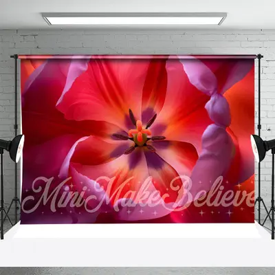 Graceful Red Flower Pistil Photo Studio Backdrop - Aperturee