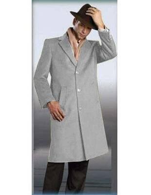 Light Grey Authentic Alberto Nardoni Brand Full Length Coat Long Men's Dress Topcoat - Winter Coat - Wholesale Coat - Wholesa...