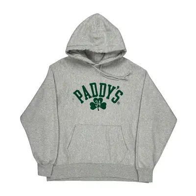 Paddys Reverse Weave Champion Hoodie - XL Grey Cotton Blend
