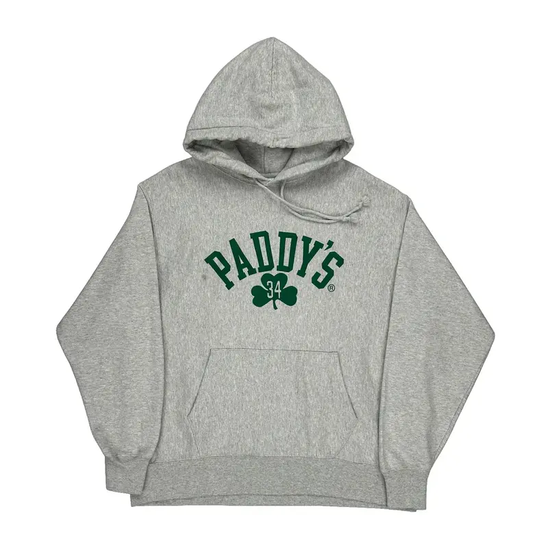 Paddys Reverse Weave Champion Hoodie - XL Grey Cotton Blend
