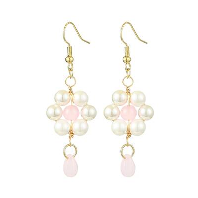 Shell Pearl with Glass Dangle Earring