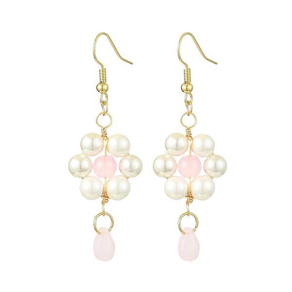 Shell Pearl with Glass Dangle Earring