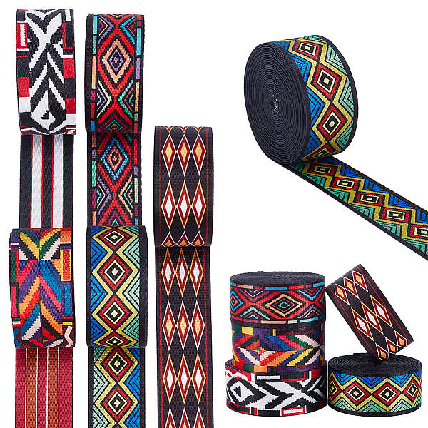 25 Yards 5 Styles Double-Sided Printed Rhombus Polyester Ribbon