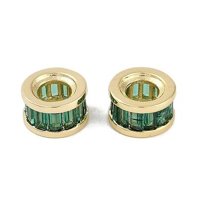 Brass Micro Pave Cubic Zirconia European Beads