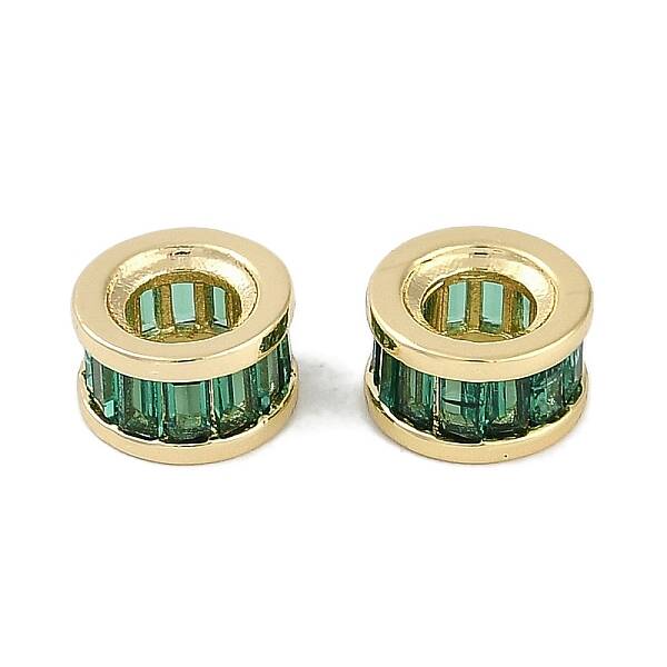 Brass Micro Pave Cubic Zirconia European Beads