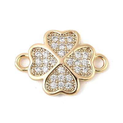 Brass Micro Pave Clear Cubic Zirconia Connector Charms