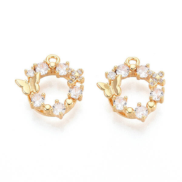 Brass Micro Pave Cubic Zirconia Pendants
