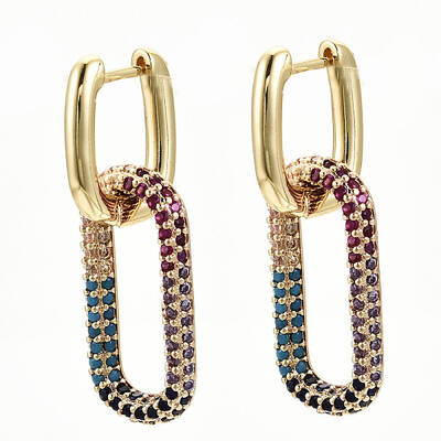 Brass Micro Pave Cubic Zirconia Huggie Hoop Earrings