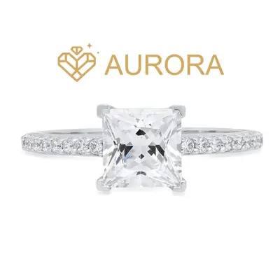 【#10 Elsa】High Quality Full Moissanite main stone and side stone rings 925 Sterling Silver Princess Cut Anniversary Birt...