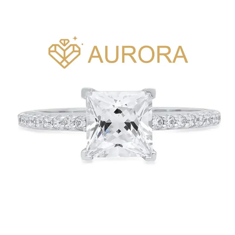 【#10 Elsa】High Quality Full Moissanite main stone and side stone rings 925 Sterling Silver Princess Cut  Anniversary Birt...