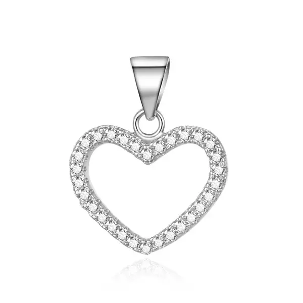Agato Delicate Silver Pendant with Zirconia Heart AGH743