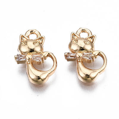 Brass Micro Pave Clear Cubic Zirconia Charms