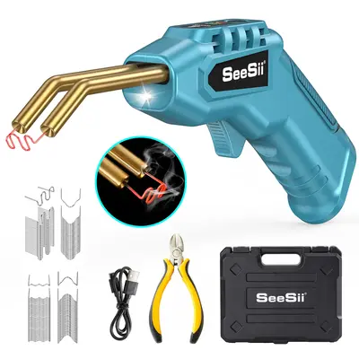 Seesii Cordless Plastic Welder Machine, Plastic Welding Kit for Car Fixes - 40W Power, 4.0Ah Rechargeable Battery, 4 Types St...