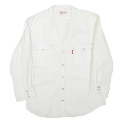 LEVI'S Womens Plain Shirt White Long Sleeve L