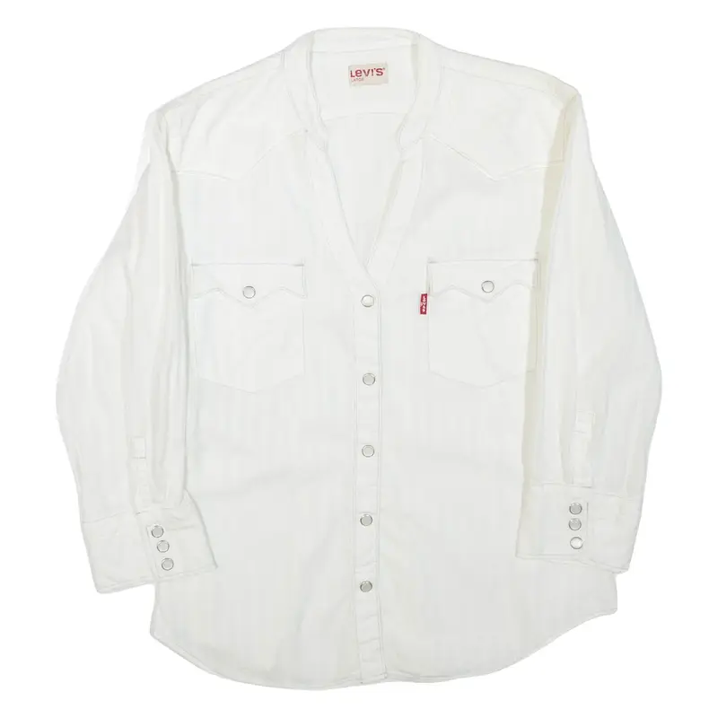 LEVI'S Womens Plain Shirt White Long Sleeve L