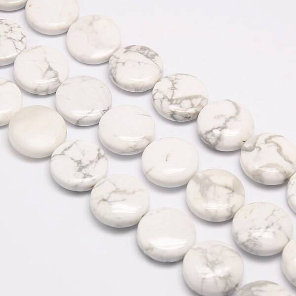 Natural Flat Round Crackle Howlite Beads Strands