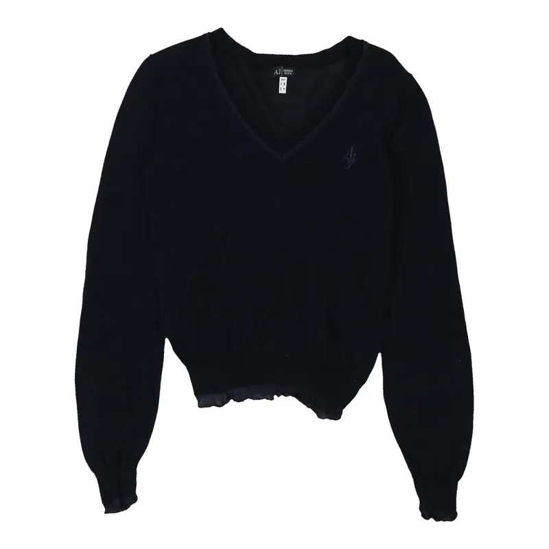 Armani Jeans V-neck Jumper - Medium Navy Wool Blend | Size: medium