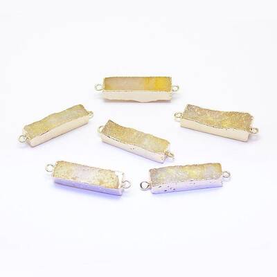 Electroplated Natural Druzy Agate Links/Connectors