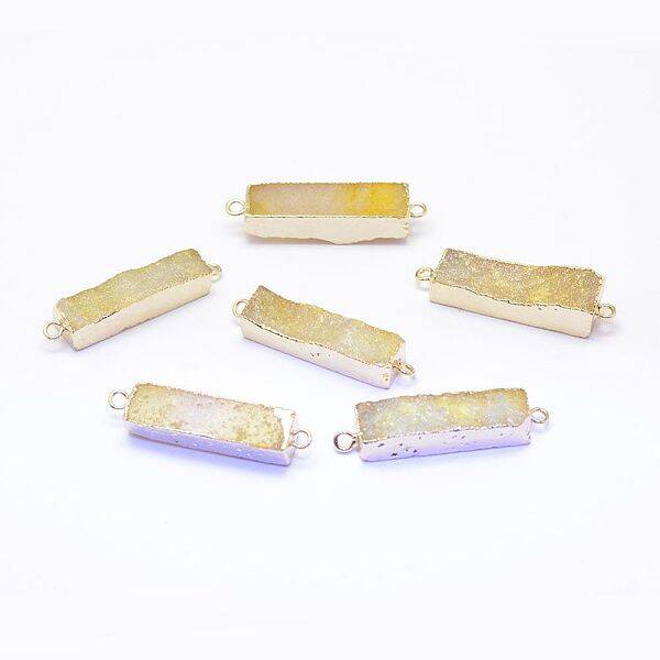 Electroplated Natural Druzy Agate Links/Connectors