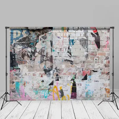 Old Billboard With Torn Posters Wall Photo Backdrop - Aperturee