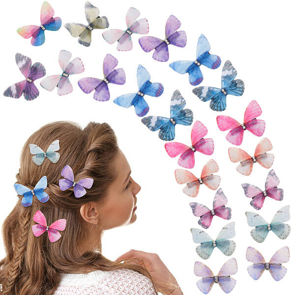 24Pcs 2Bags Cloth Butterfly Alligator Hair Clip