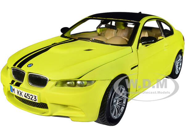 BMW M3 Coupe Neon Yellow with Matt Black Top and Stripes \