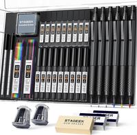 35Pcs Art Mechanical Pencil Set with Case, 0.5 0.7 0.9 2.0 Graphite Metal Drawing Drafting Pencils, Sharpener Erasers 384PCS ...