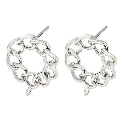 Brass Hollow Donut Stud Earrings Findings
