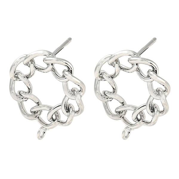 Brass Hollow Donut Stud Earrings Findings