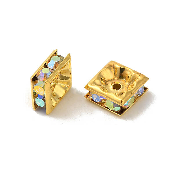 Brass Rhinestone Spacer Beads